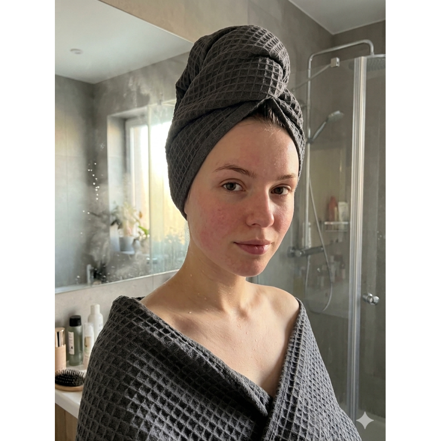 Tamsiai pilkos spalvos turbanas