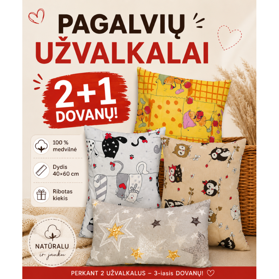 Pagalvės užvalkalai 40x60
