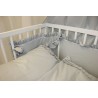 Grey cot bumper with ruffles | Žirniukas