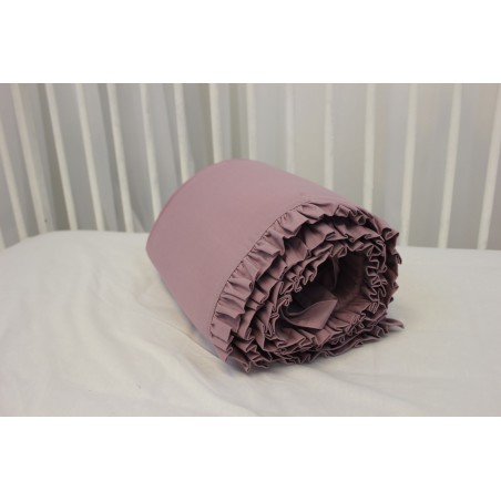 Dusty lilac cot bumper with ruffles | Žirniukas