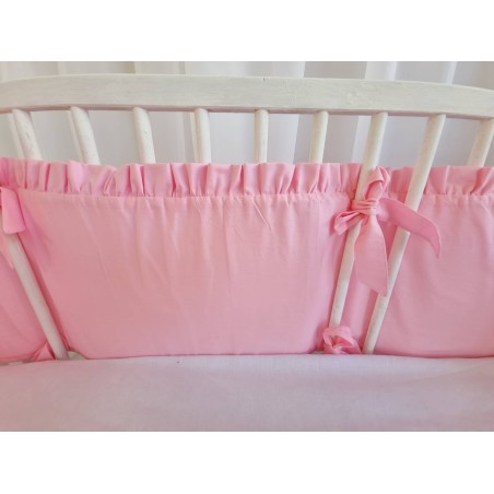 Pink cot bumper with ruffles | Žirniukas