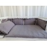 Graphite grey cot bumper with ruffles | Žirniukas