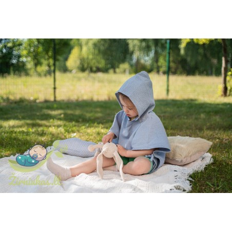 Light blue muslin poncho | Žirniukas