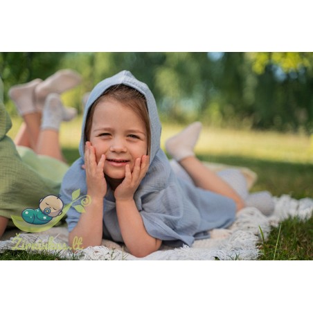 Light blue muslin poncho | Žirniukas