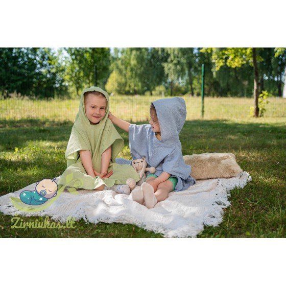 Apple green muslin poncho | Žirniukas