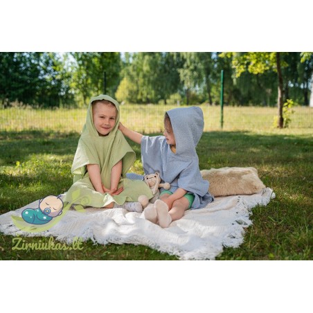 Apple green muslin poncho | Žirniukas