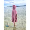 Pink muslin poncho with ears (polka dots) | Žirniukas