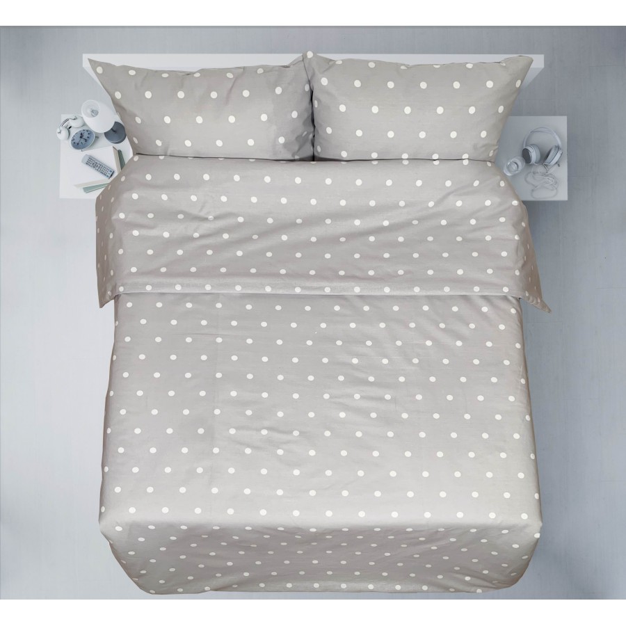 Polka dots on grey bedding set | Žirniukas