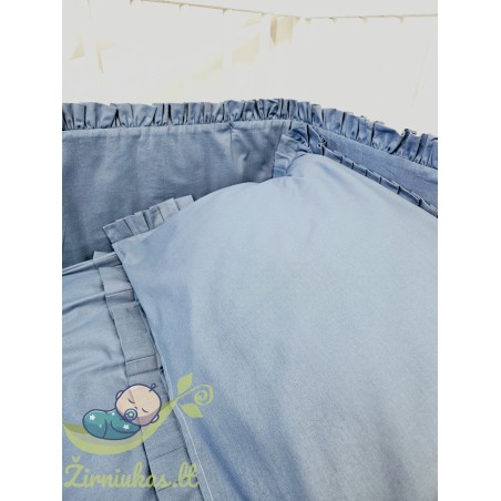 Dark blue cot bumper with ruffles | Žirniukas