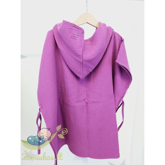 Fuchsia muslin poncho | Žirniukas
