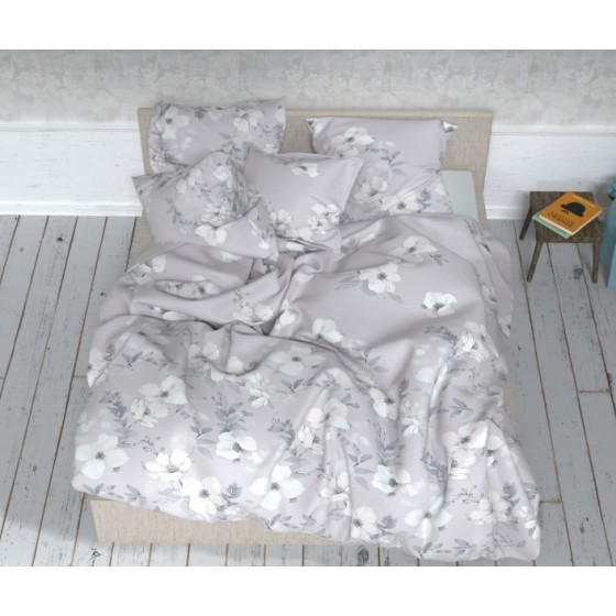White Blossoms satin bedding set | Žirniukas