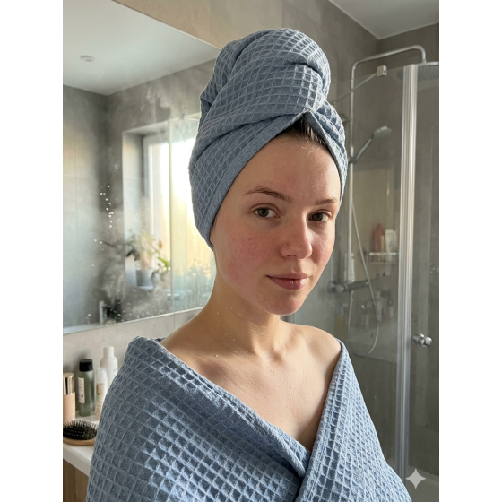 Blue hair towel turban | Žirniukas