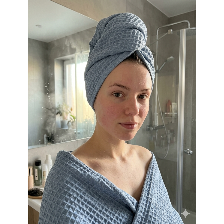 Blue hair towel turban | Žirniukas
