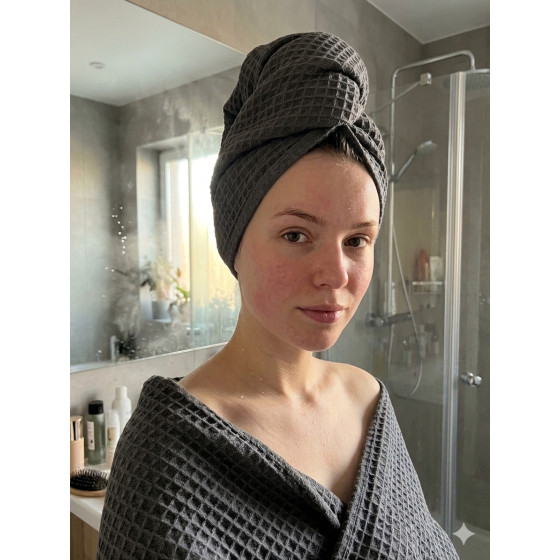 Dark grey hair towel turban | Žirniukas